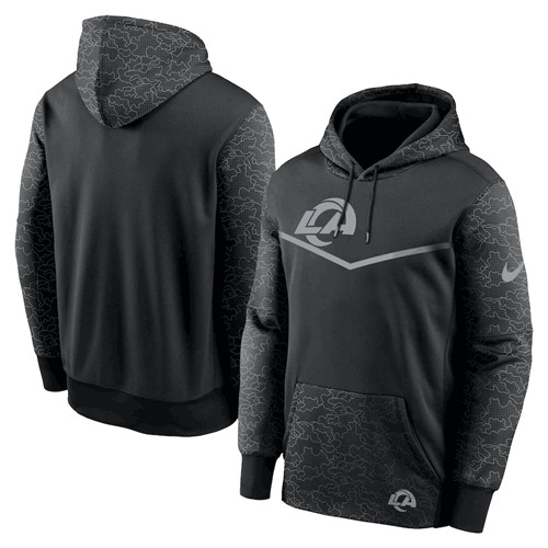 Men's Los Angeles Rams Black Reflective Therma Hoodie - Click Image to Close